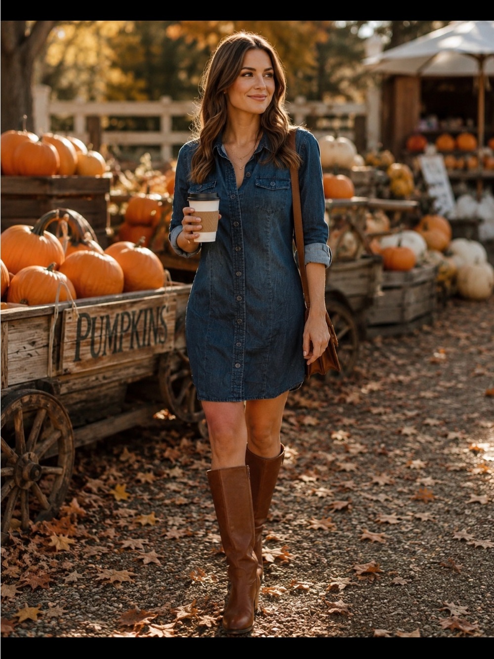 Ci Sono Denim Shirt Dress in Dark Blue